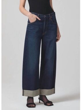 Citizens of Humanity Ayla Baggy Cuffed Crop Jeans Dark Wash Bravo 26